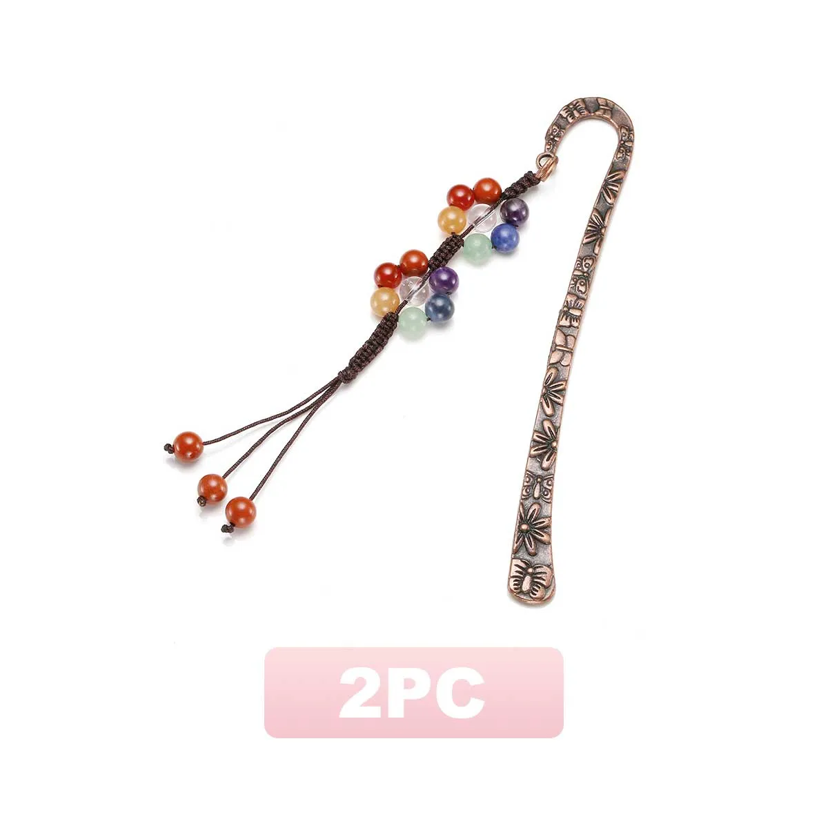 7 Chakras Gemstones Tassel Metal Bookmark | Jovivi