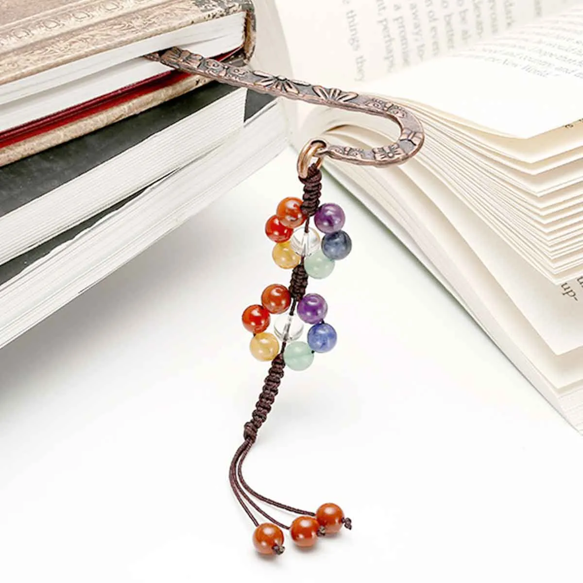 7 Chakras Gemstones Tassel Metal Bookmark | Jovivi