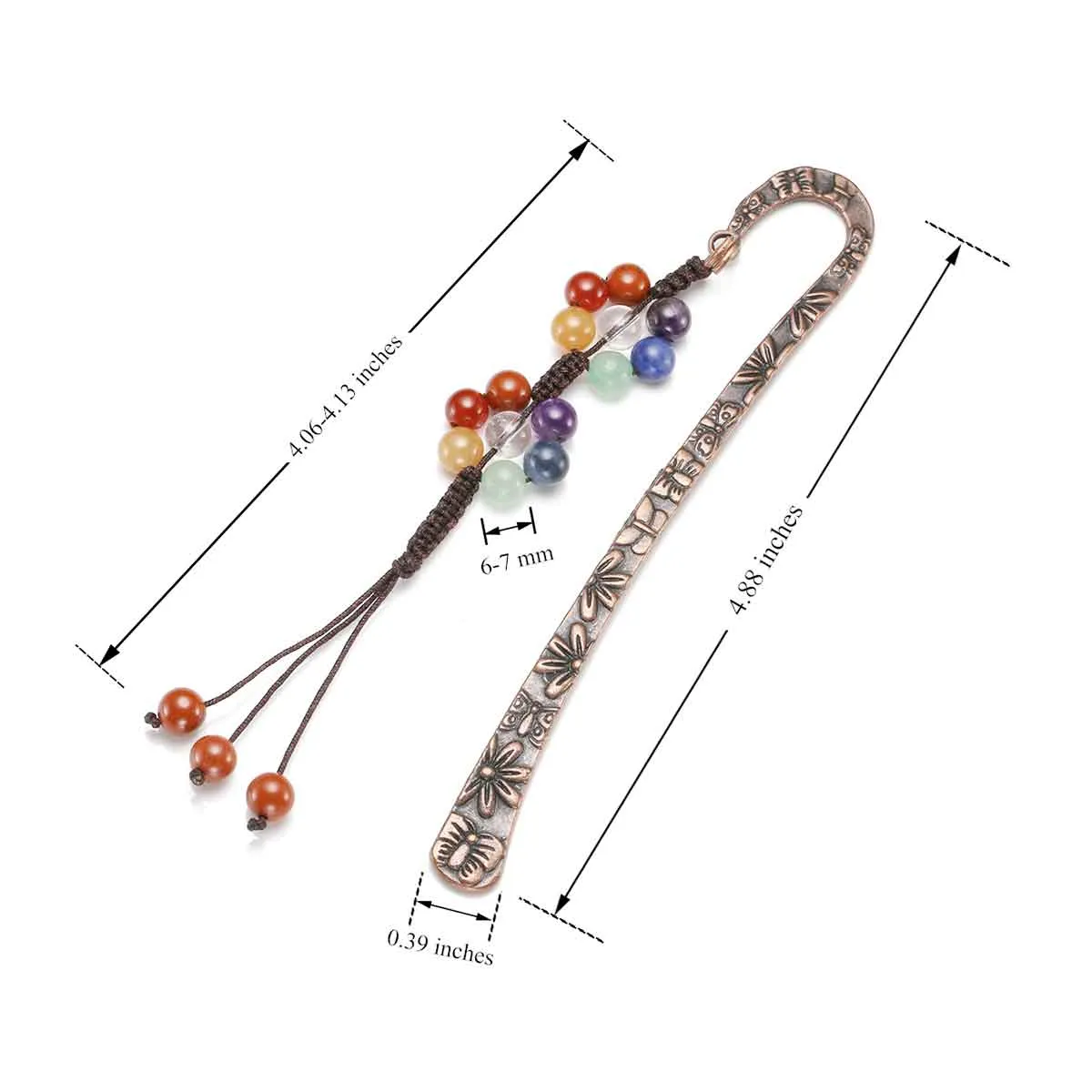 7 Chakras Gemstones Tassel Metal Bookmark | Jovivi