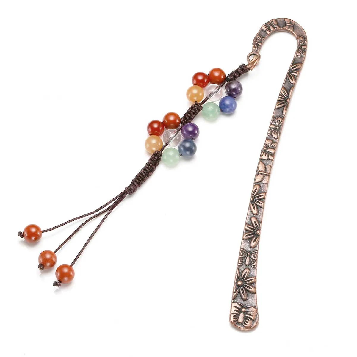 7 Chakras Gemstones Tassel Metal Bookmark | Jovivi