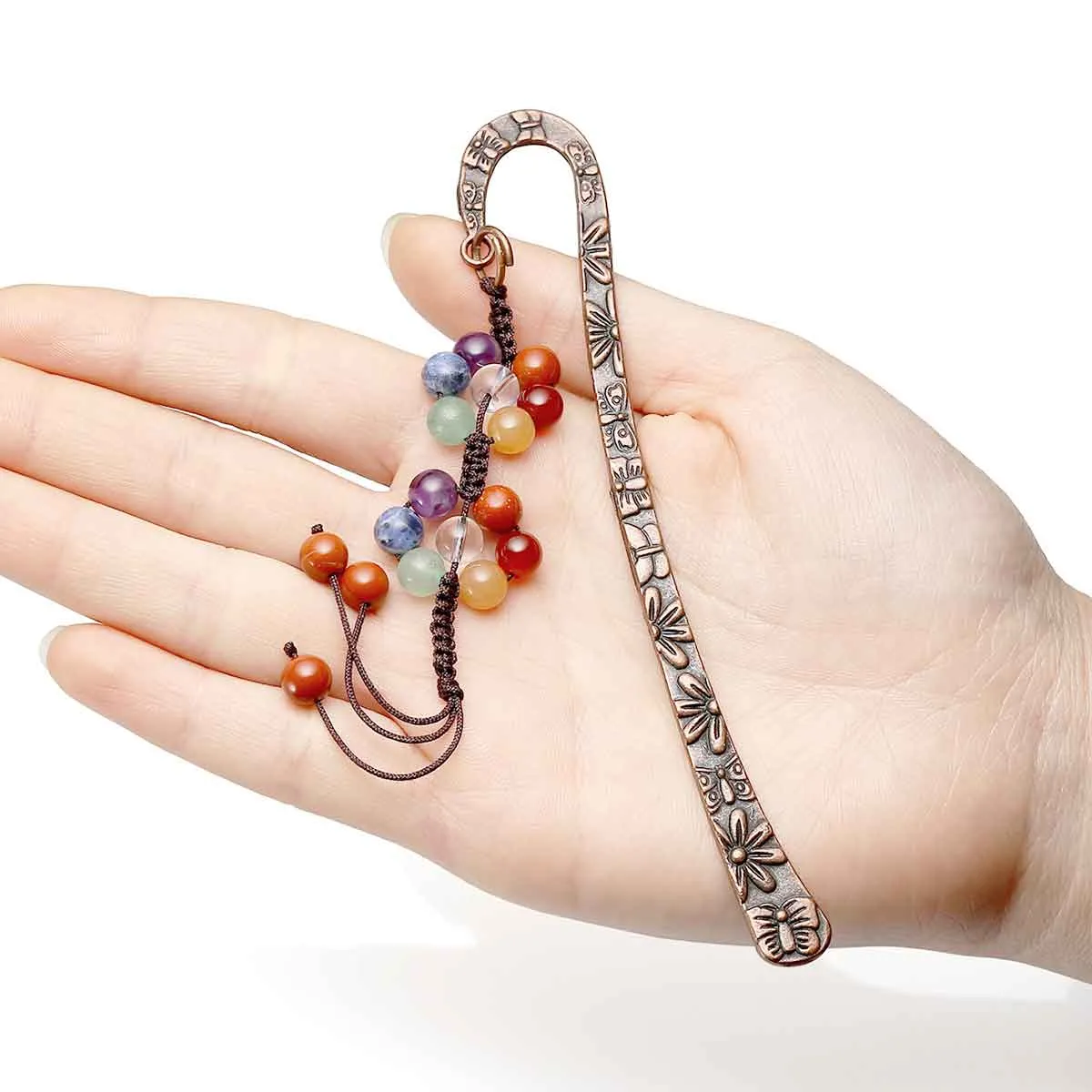 7 Chakras Gemstones Tassel Metal Bookmark | Jovivi