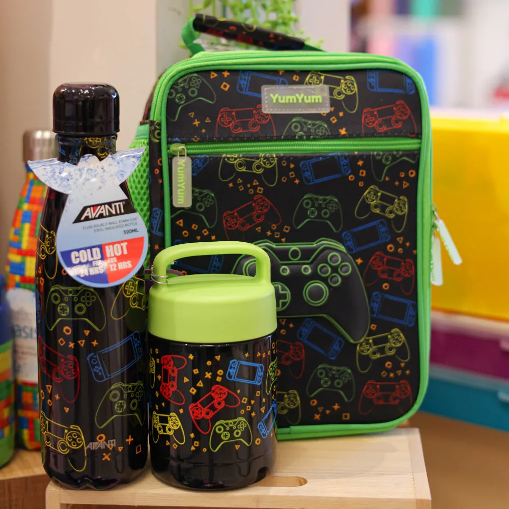 Avanti Insulated Lunch Bag, Food Jar & Bottle Bundle - Gaming