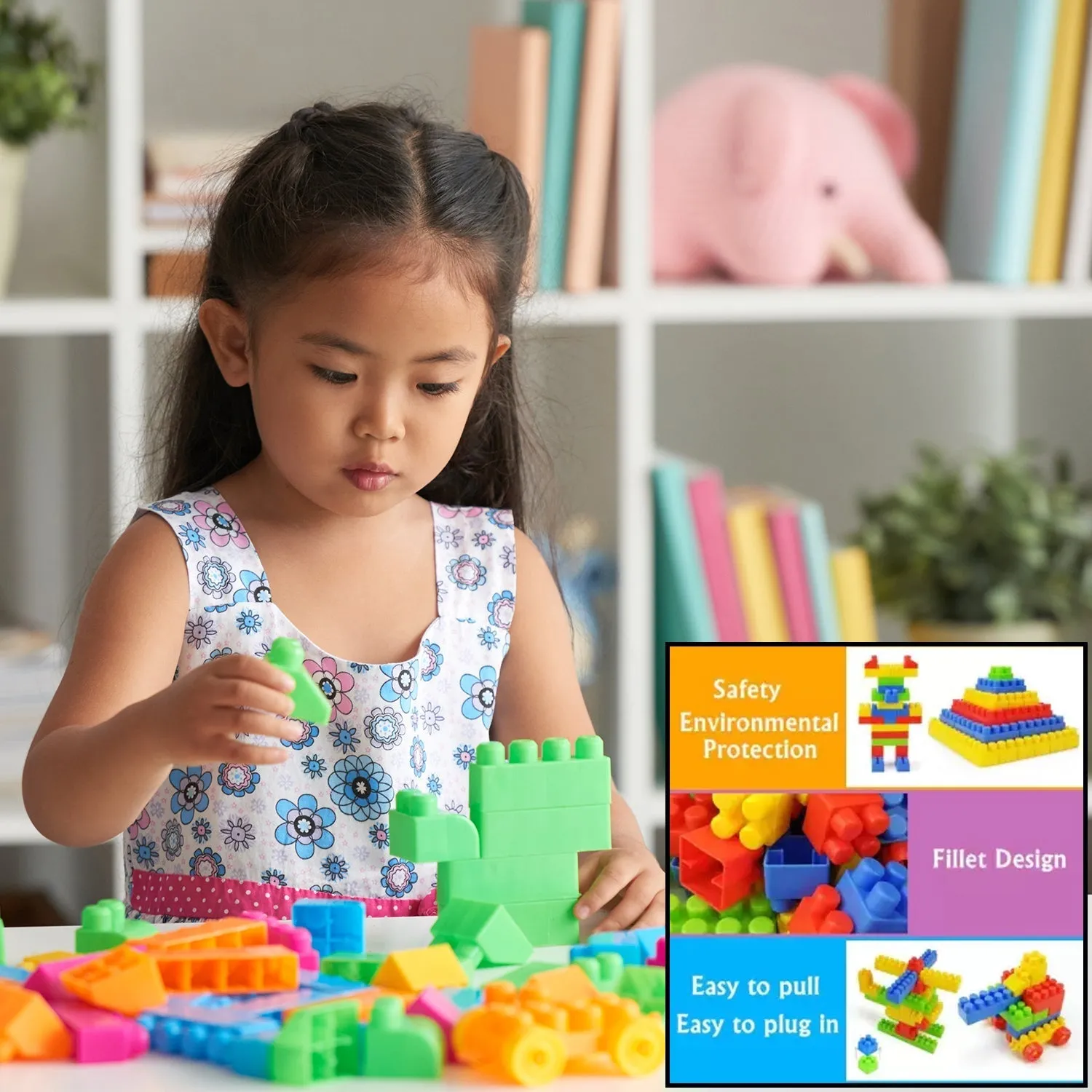 Blocks Set for Kids, Play Fun and Learning Blocks for Kids Games for Children Block Game Puzzles Set Boys, Children (Multicolor, 120 Bricks Blocks)