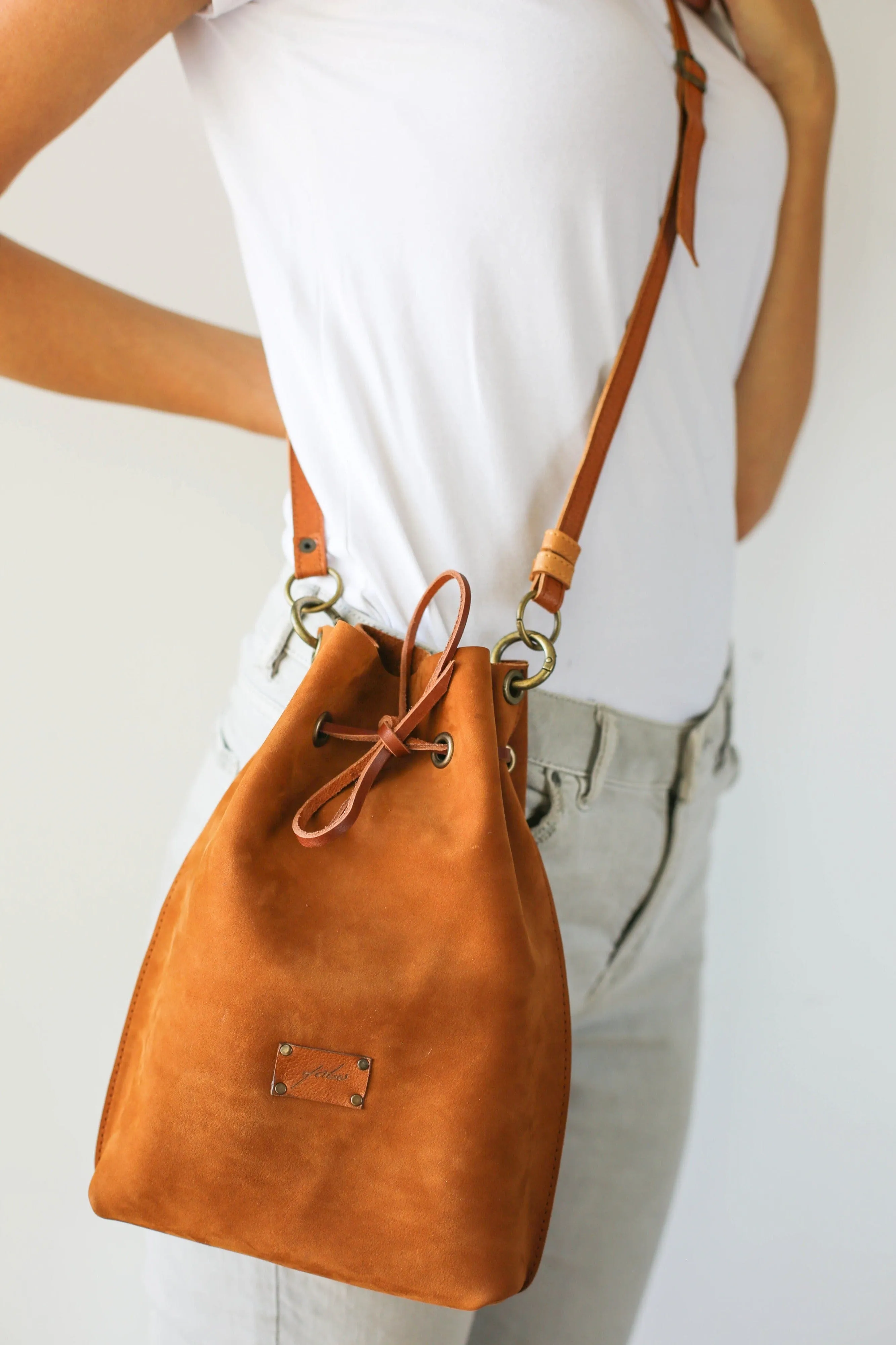 Brown Leather Bucket Bag