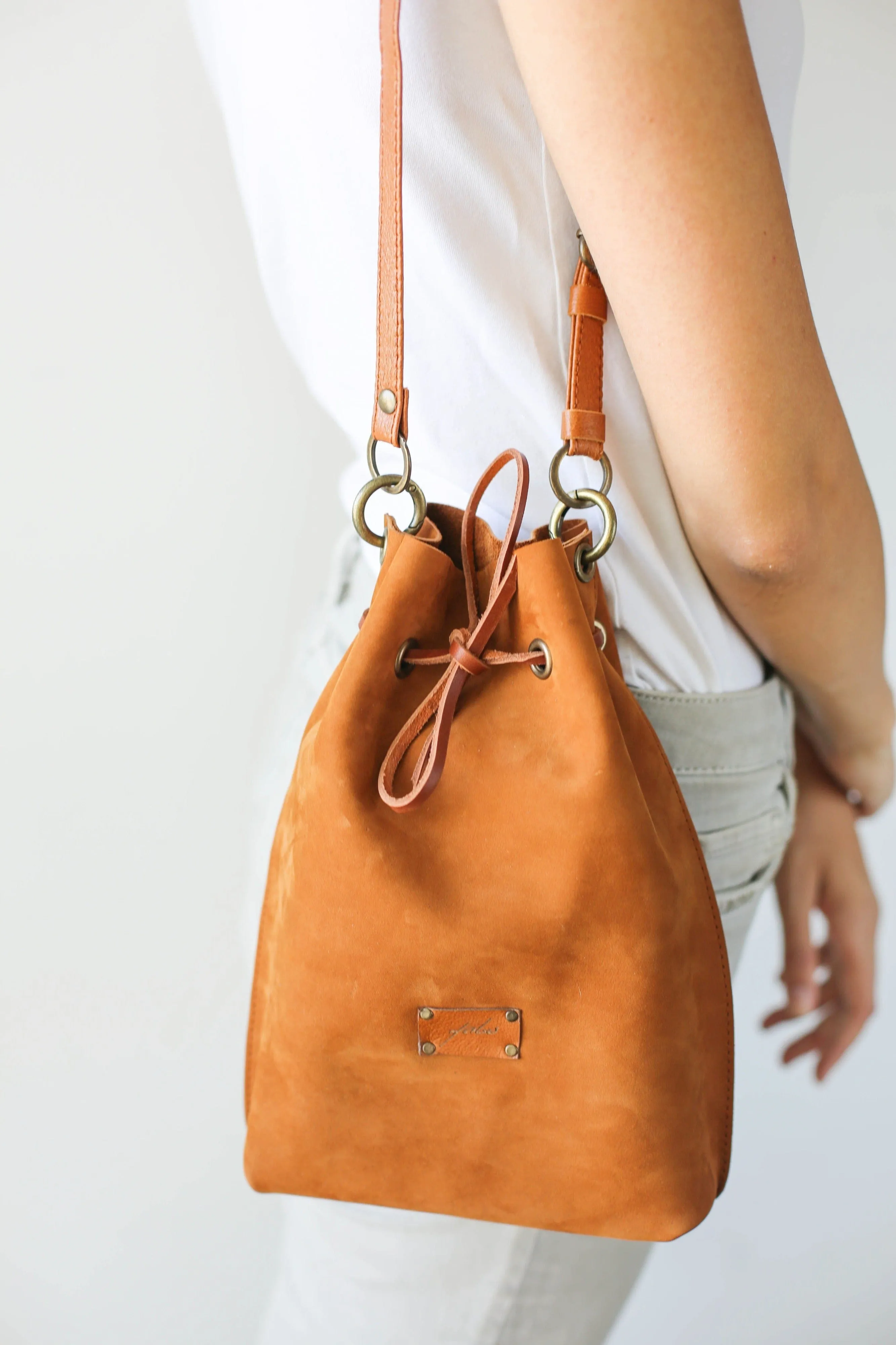 Brown Leather Bucket Bag