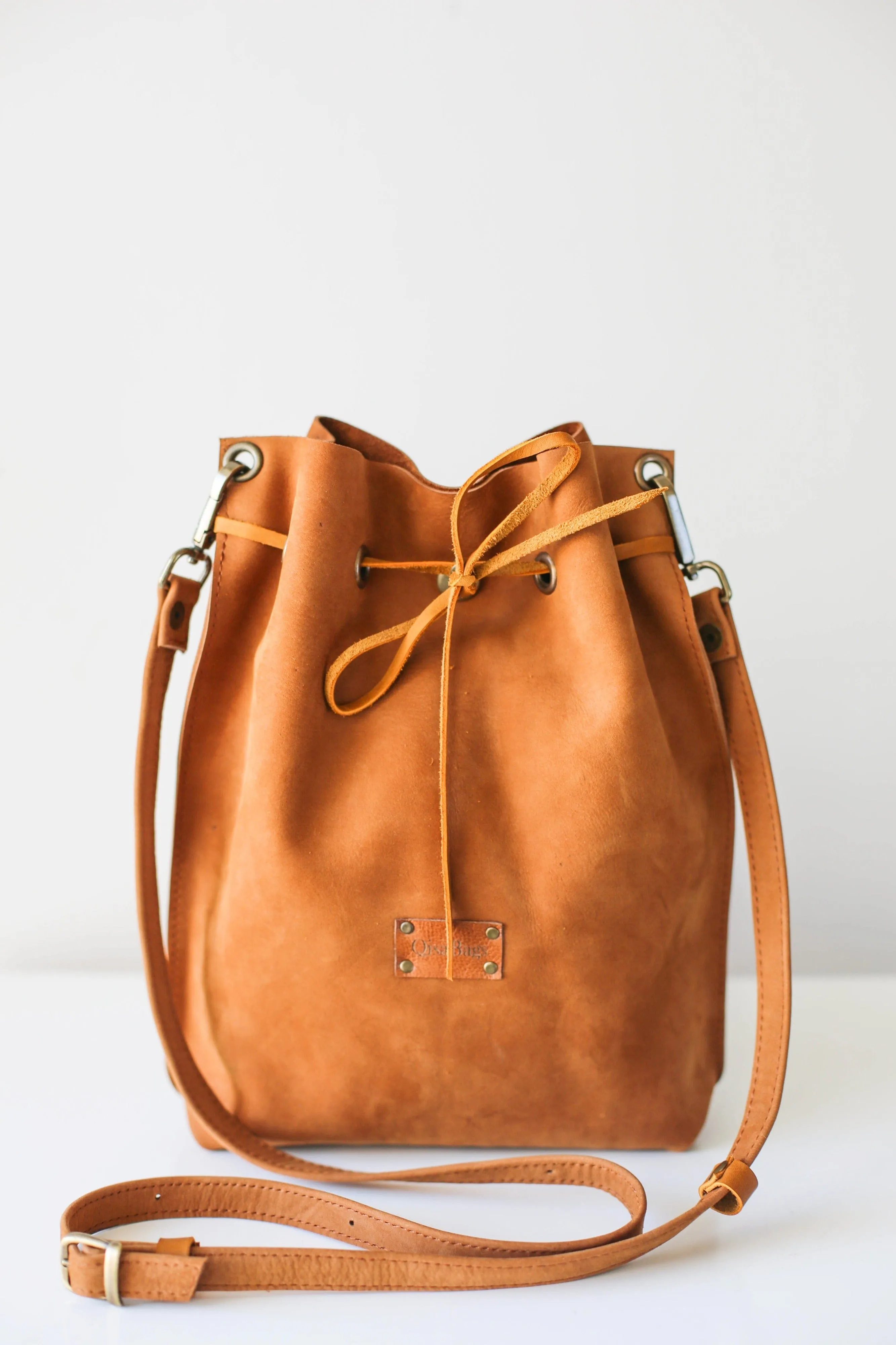 Brown Leather Bucket Bag