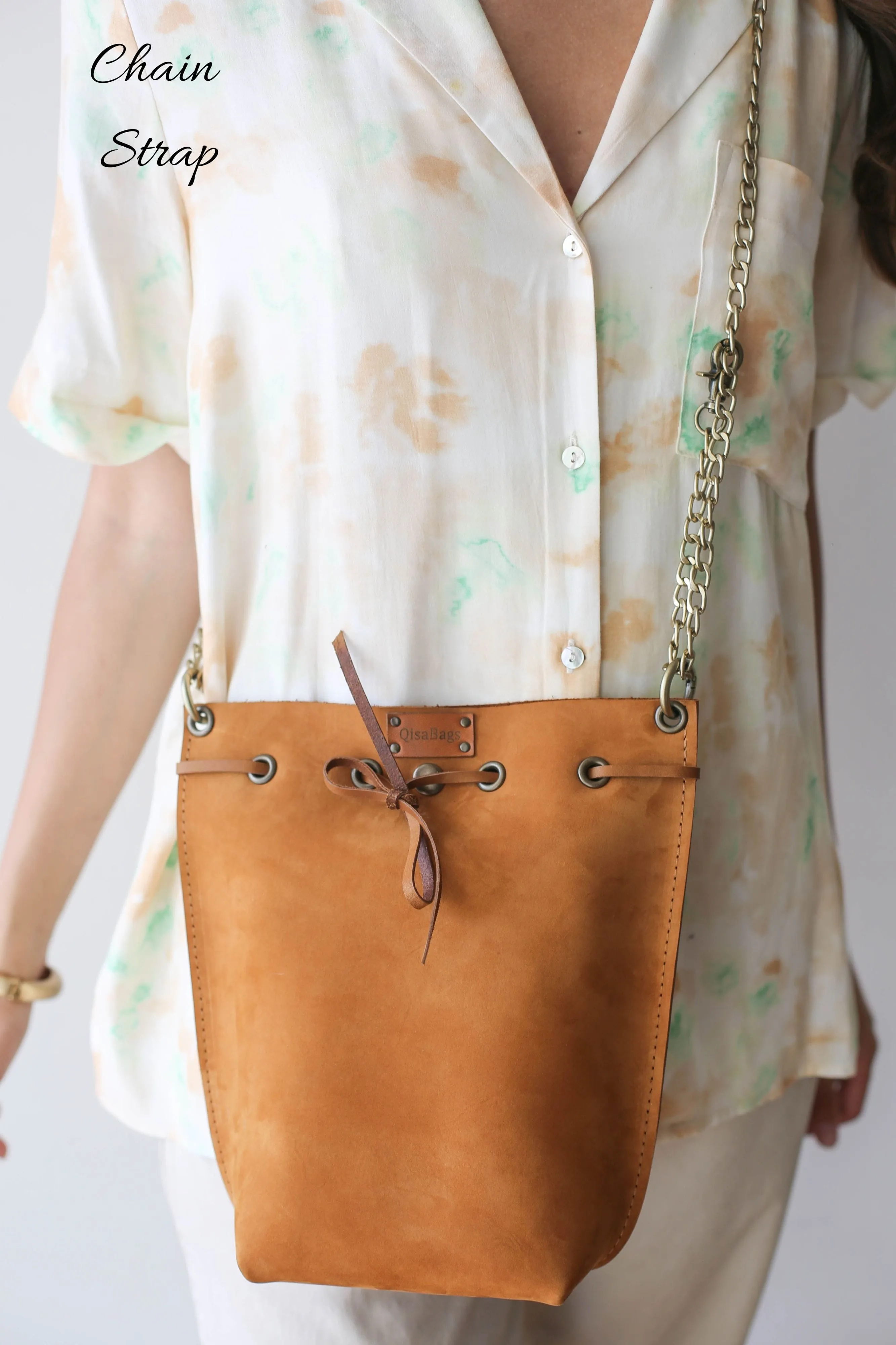 Brown Leather Bucket Bag