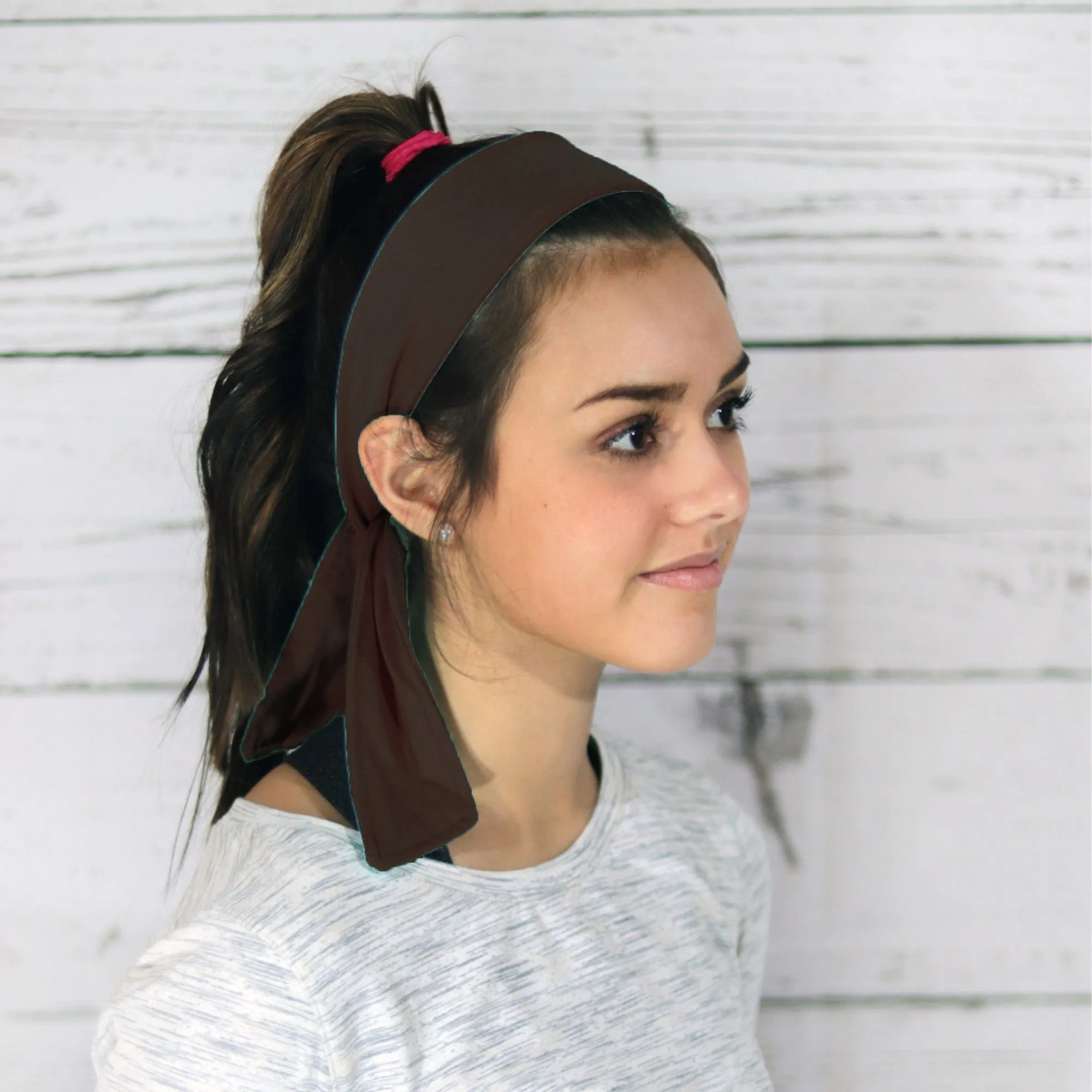 Brown Tie Headbands - 12 Pack