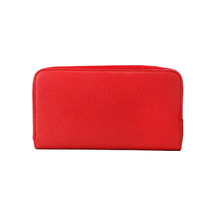 Burberry Elmore Red Embossed Logo Leather Continental Clutch Wallet