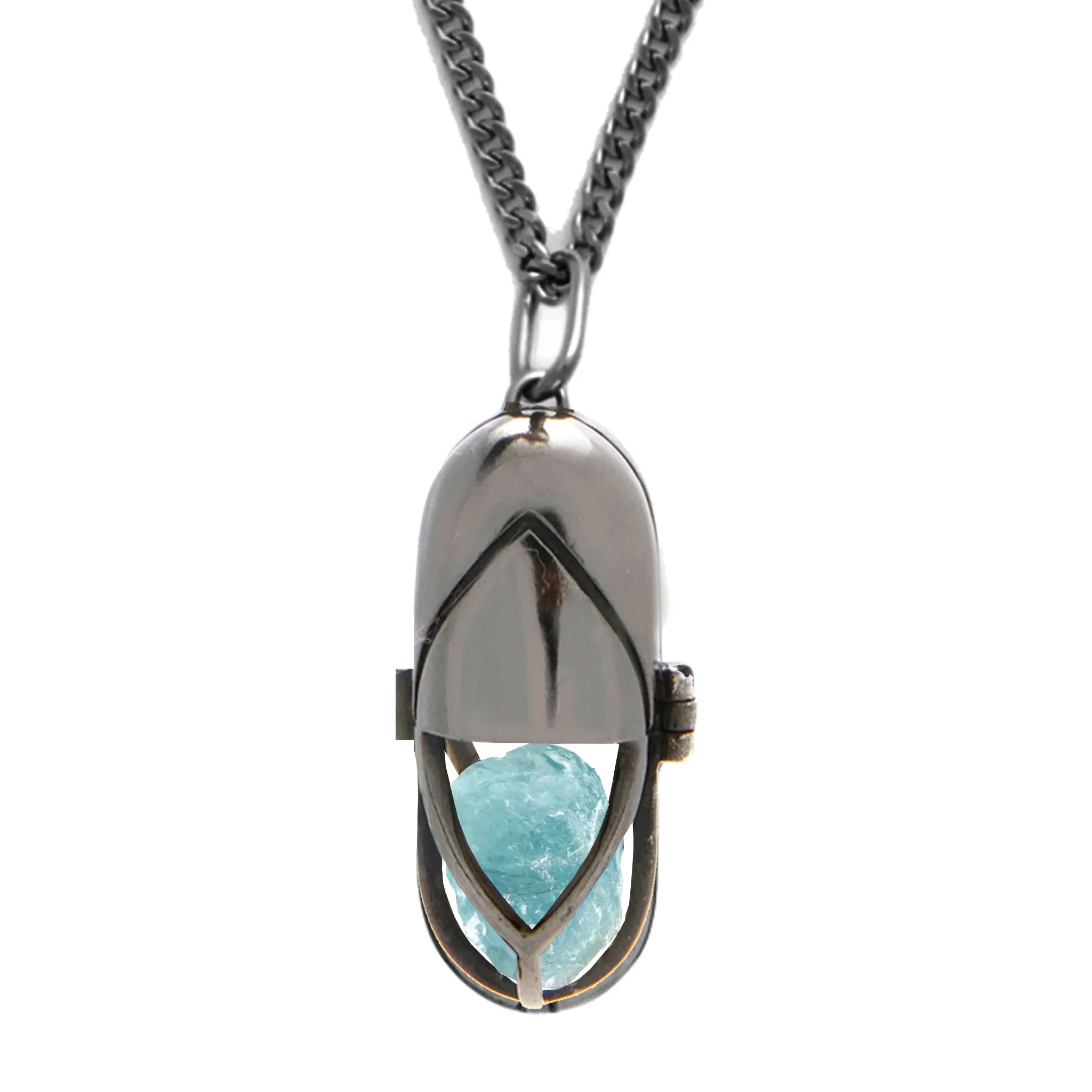 Capsule Black Pendant - Black Rhodium Plated Sterling Silver