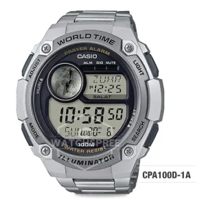 Casio Digital Prayer Alarm Stainless Steel Band Watch CPA100D-1A