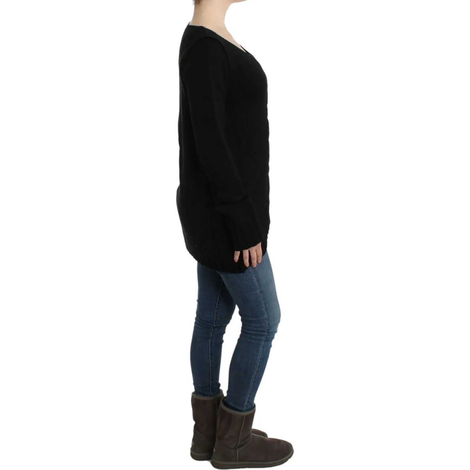 Cavalli Alluring Black Knitted Crew Neck Sweater