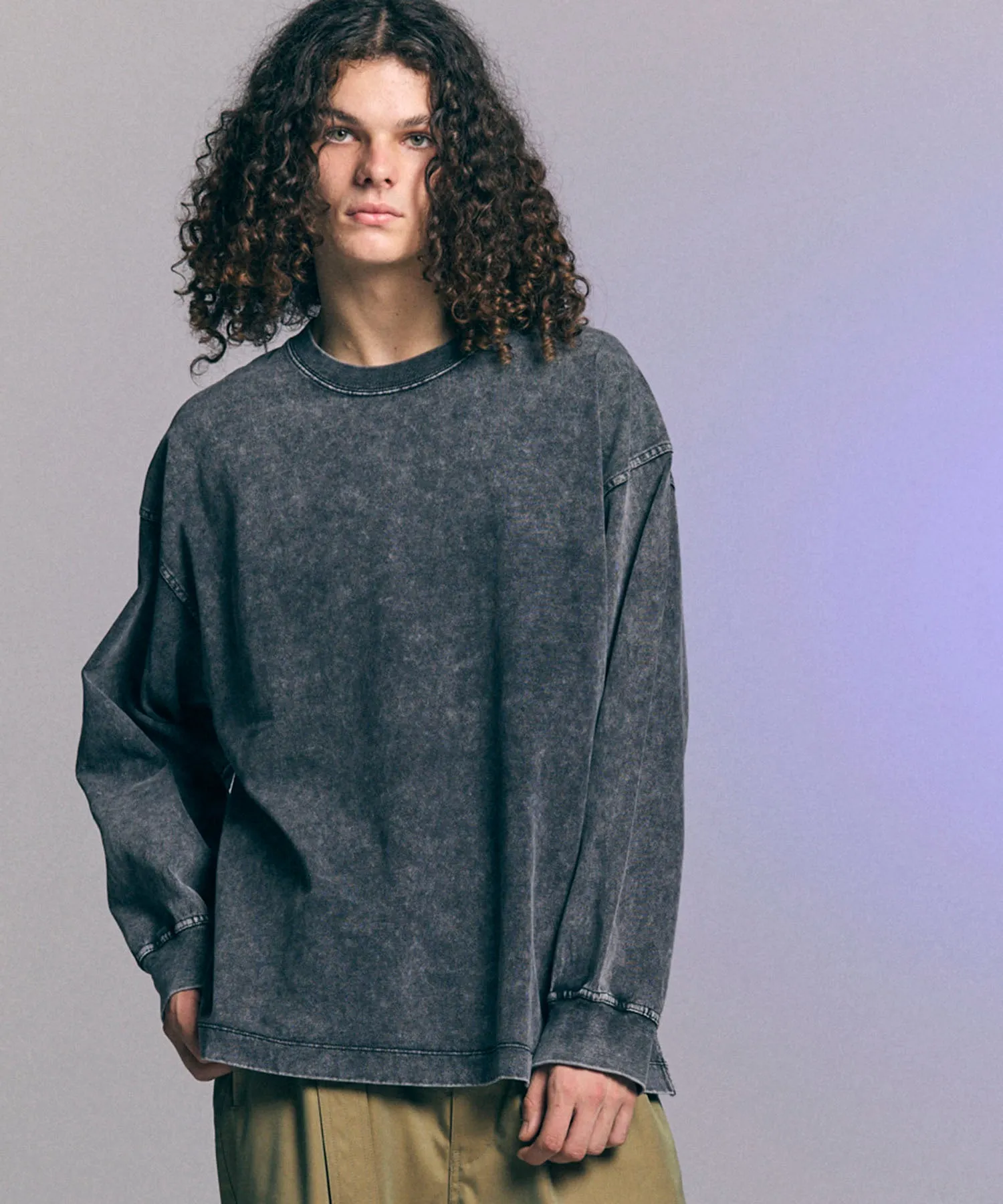 Chemical Over-Dye Prime-Over Crew Neck Long Sleeve T-Shirt