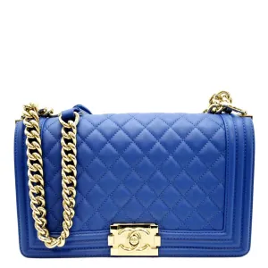 CL Medium Boy Flap Quilted Leather Crossbody Bag Blue