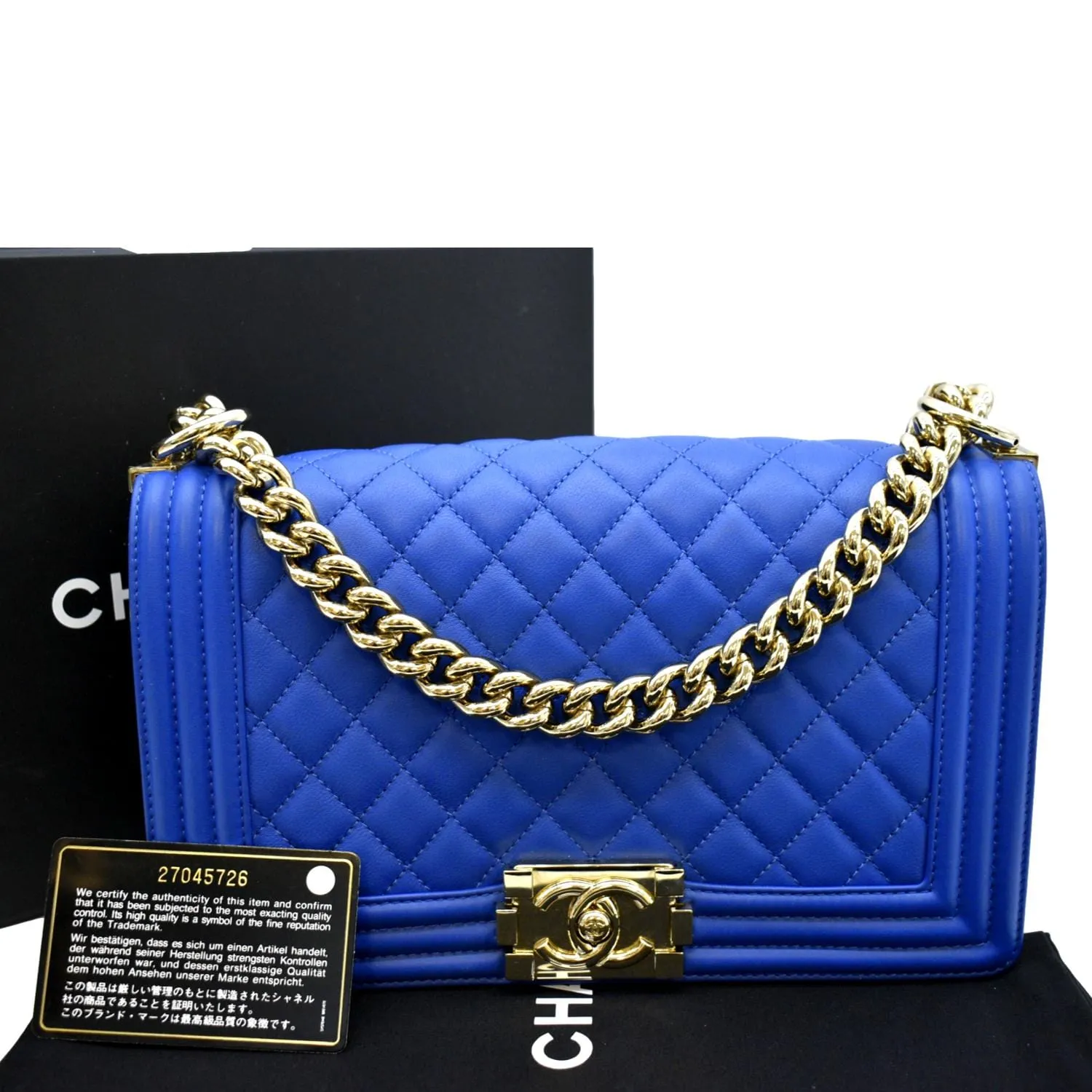 CL Medium Boy Flap Quilted Leather Crossbody Bag Blue