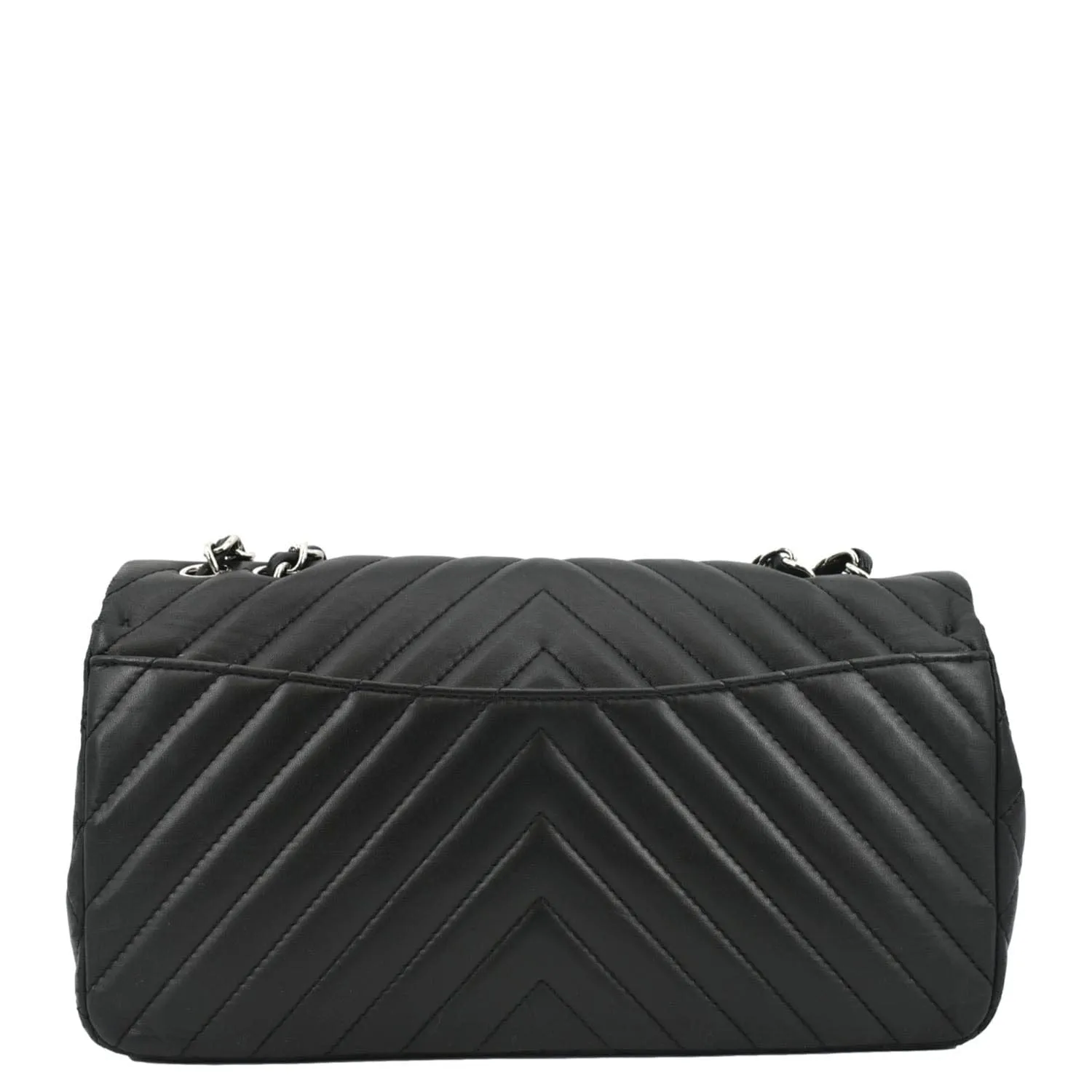 CL Surpique Chevron Medium Lambskin Leather Flap Crossbody Bag Black