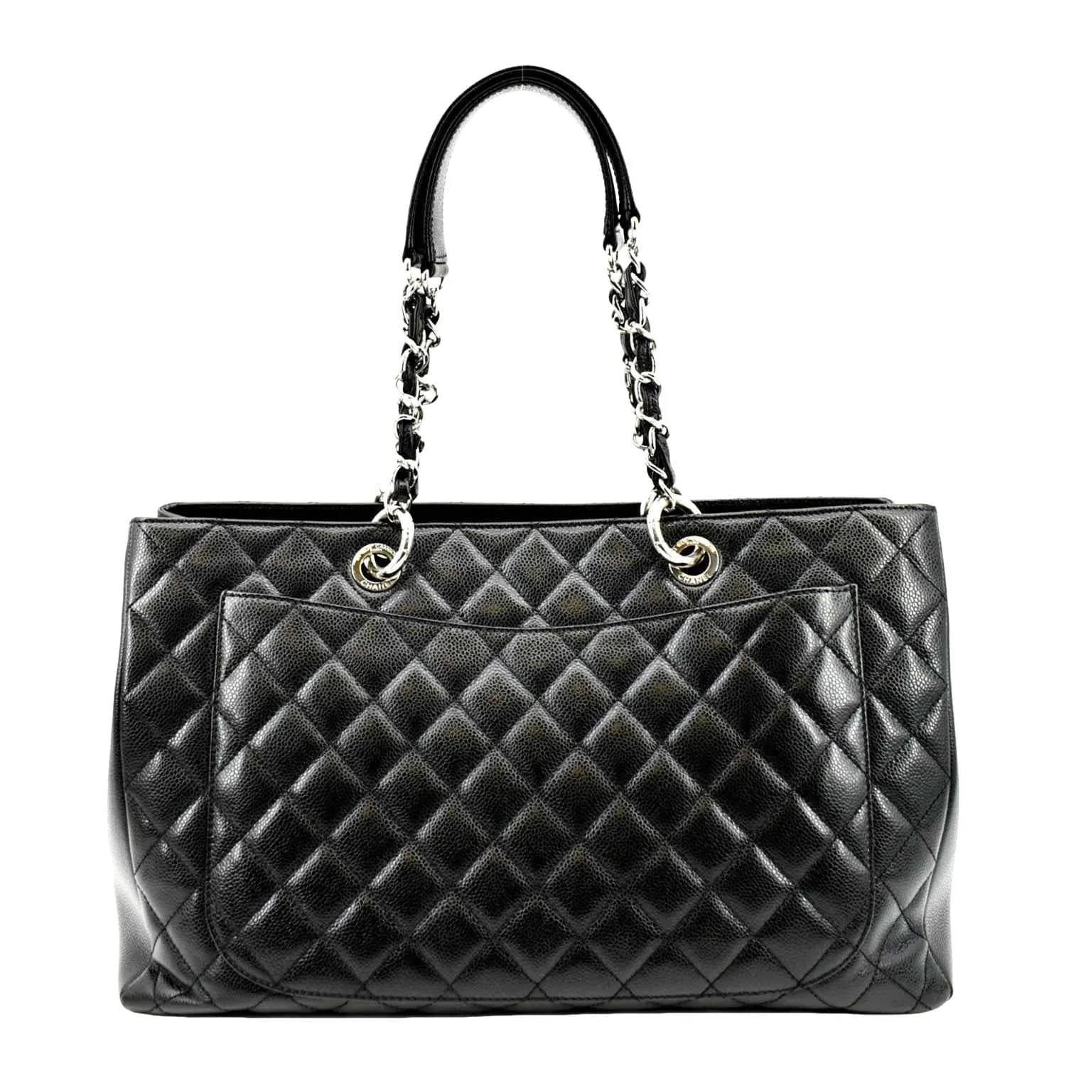 CL XL Grand Quilted Caviar Leather Shopping Tote Bag Black