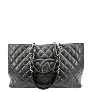 CL XL Grand Quilted Caviar Leather Shopping Tote Bag Black