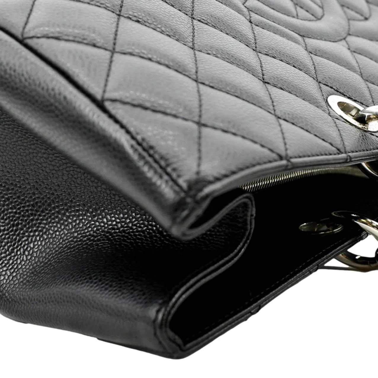 CL XL Grand Quilted Caviar Leather Shopping Tote Bag Black