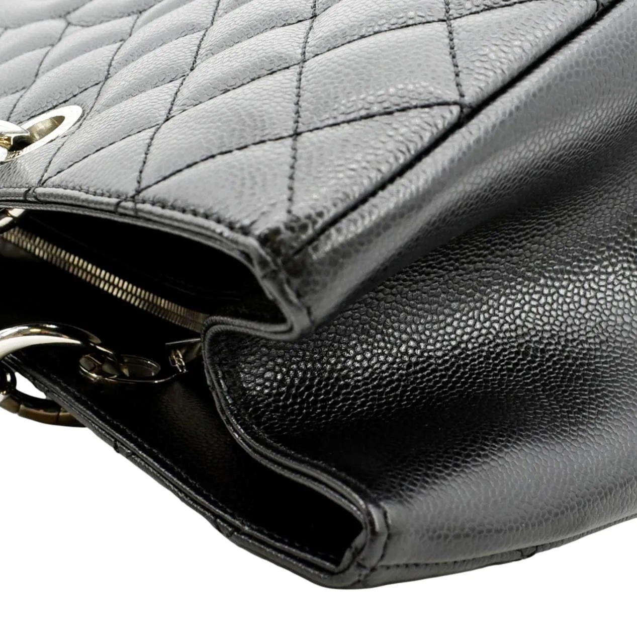 CL XL Grand Quilted Caviar Leather Shopping Tote Bag Black