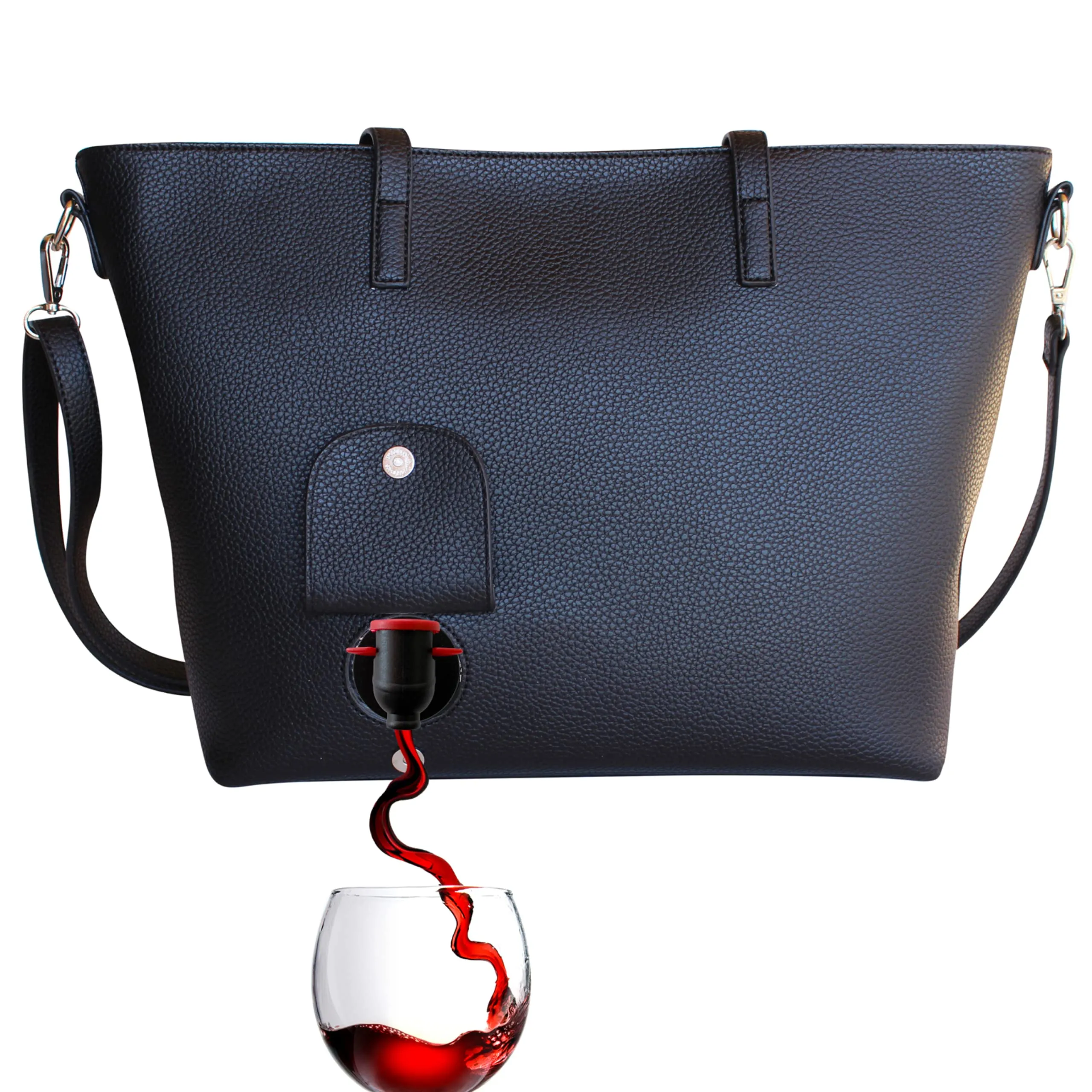 Classic Tote Bag Gift Bundle - Vegan Leather Wine Purse With Hidden Spout