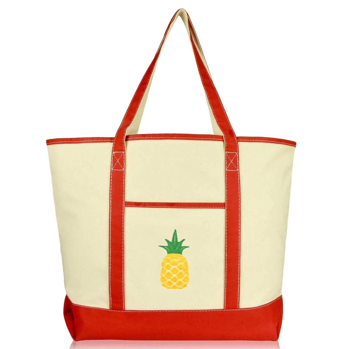 Dalix Tote Bag Reusable Grocery Natural Canvas Fruits