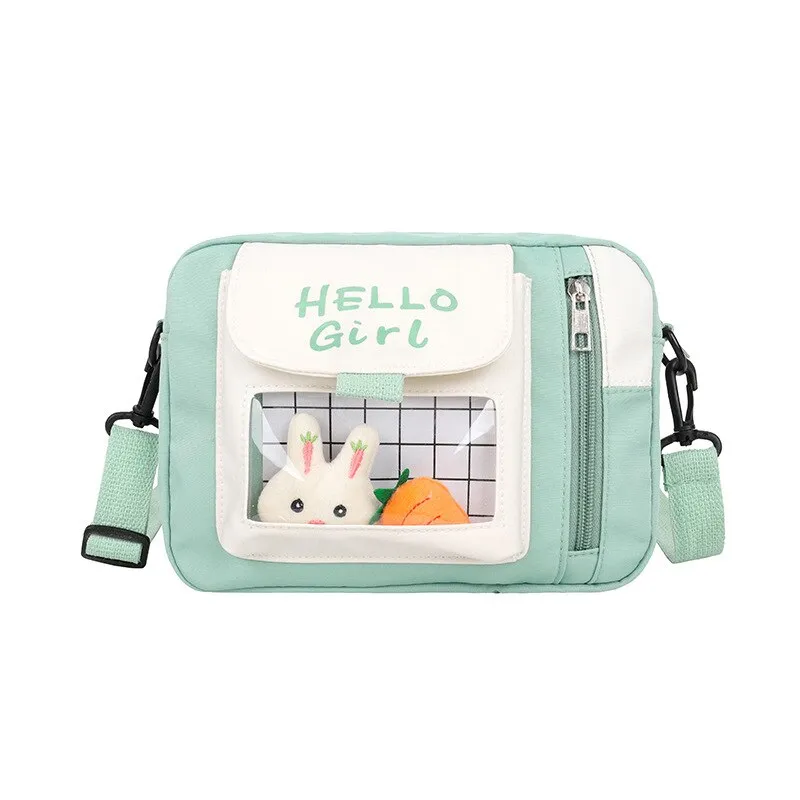 deanwangkt  Japanese Lovely Flap Small Bag Women Rabbit&Carrot Pins Nylon Bag Mini Crossbody Bags For Women Shoulder Bag Phone Bag Purses