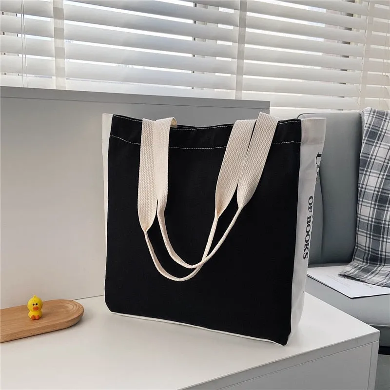 deanwangkt Tote Bag Canvas Shoulder Bag Women Letter Painting Handbags Womens Collage Student Book Bags Shopper Bag Big Bag Bolsa Feminina