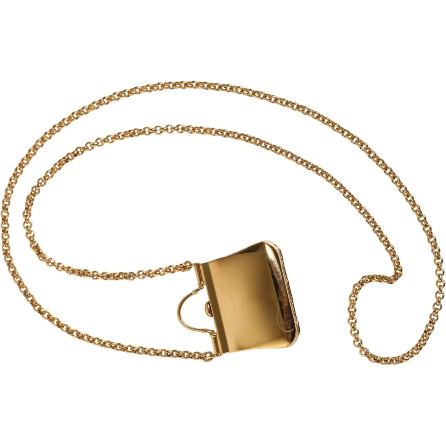 Dolce & Gabbana Gold Brass Chain Sicily Micro Bag Pendant Necklace