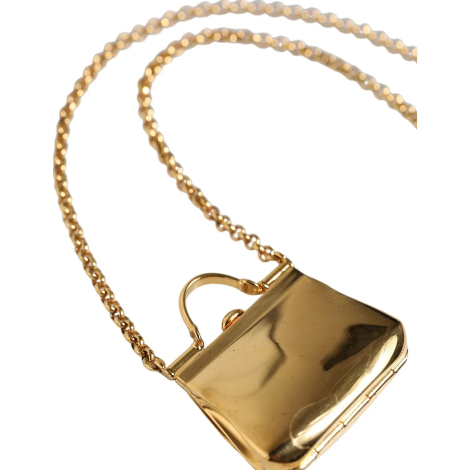 Dolce & Gabbana Gold Brass Chain Sicily Micro Bag Pendant Necklace