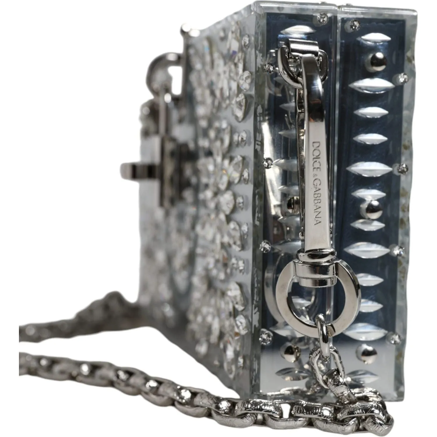 Dolce & Gabbana Silver Plexiglass Clutch Mini Evening Purse Bag