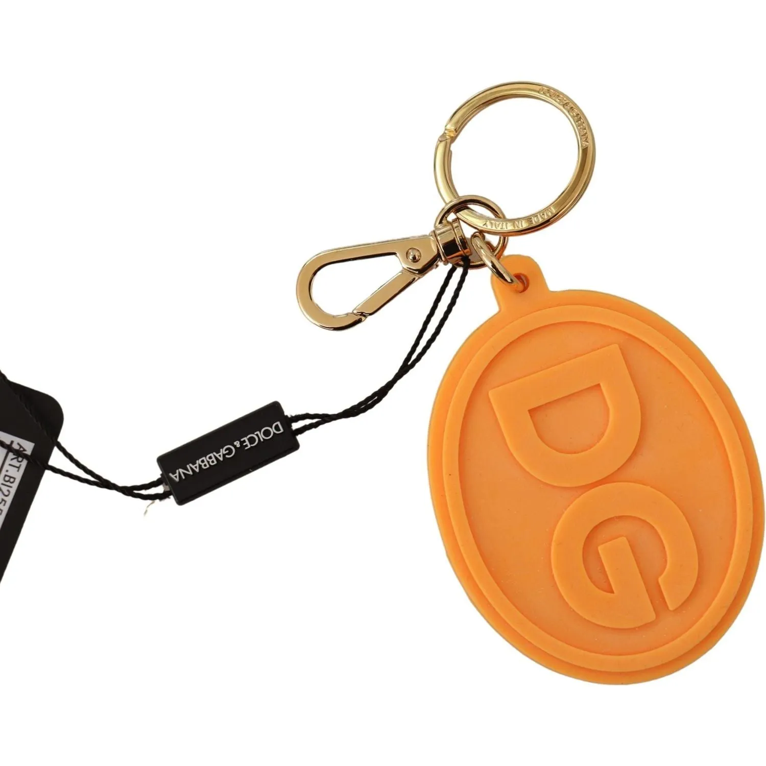 Dolce & Gabbana Stunning Orange Gold Keychain & Bag Charm