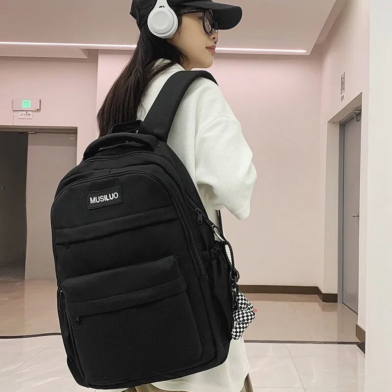 Fashion Women School Bags Cool Female Solid Color Black College Backpack Trendy Men Laptop Backpack Book Girl Travel Student Bag