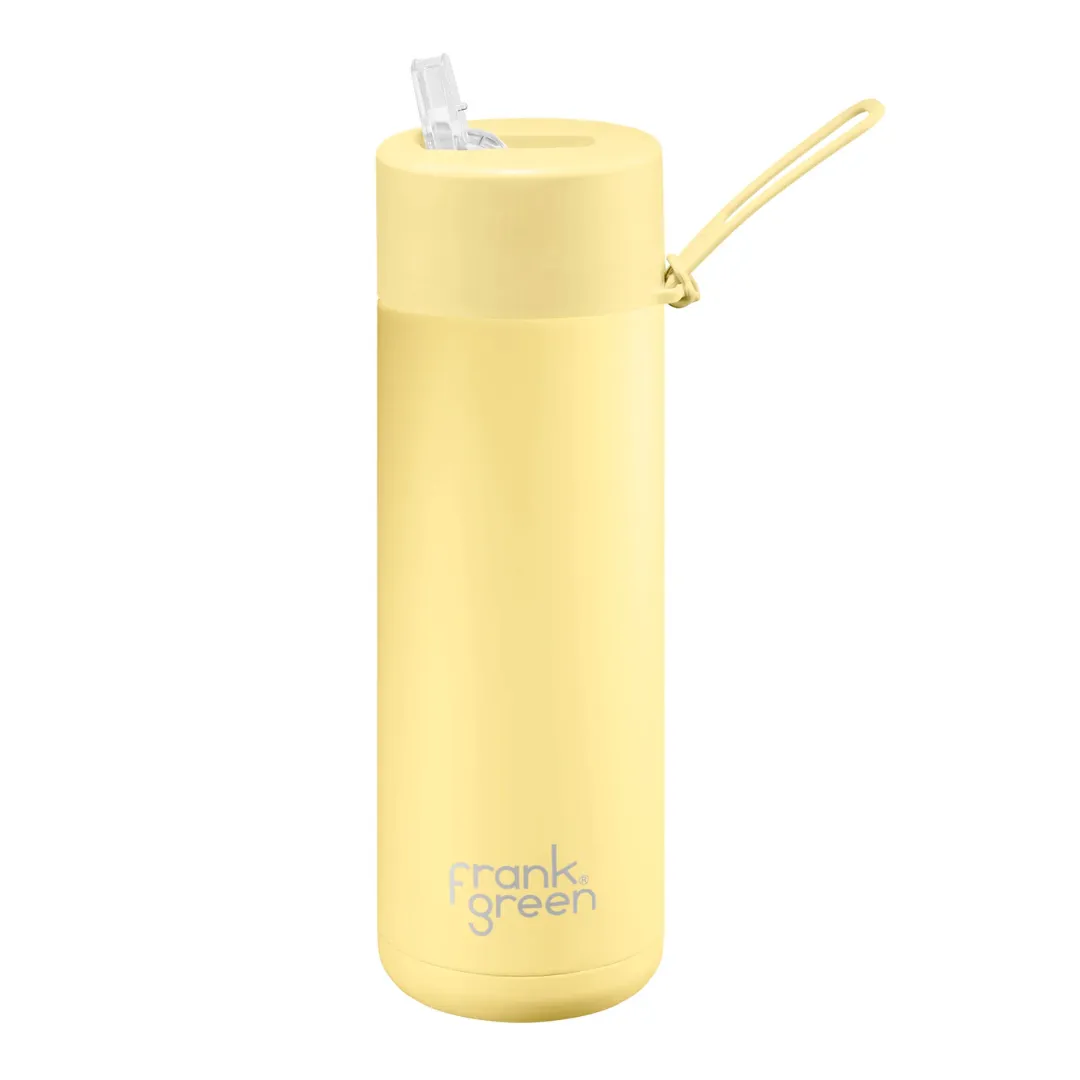 Frank Green Ceramic Reusable Bottle with Straw Lid 20oz / 595ml - Buttermilk