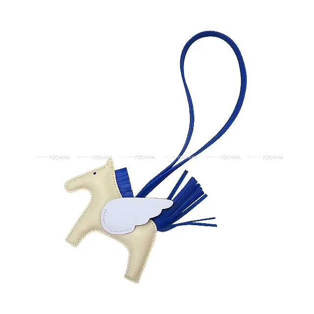 HERMES bag charm Rodeo Pegasus PM Craie/Bleu France/Blue brume  Agneau Milo/Veau Swift Stamp W[BRAND NEW][Authentic]