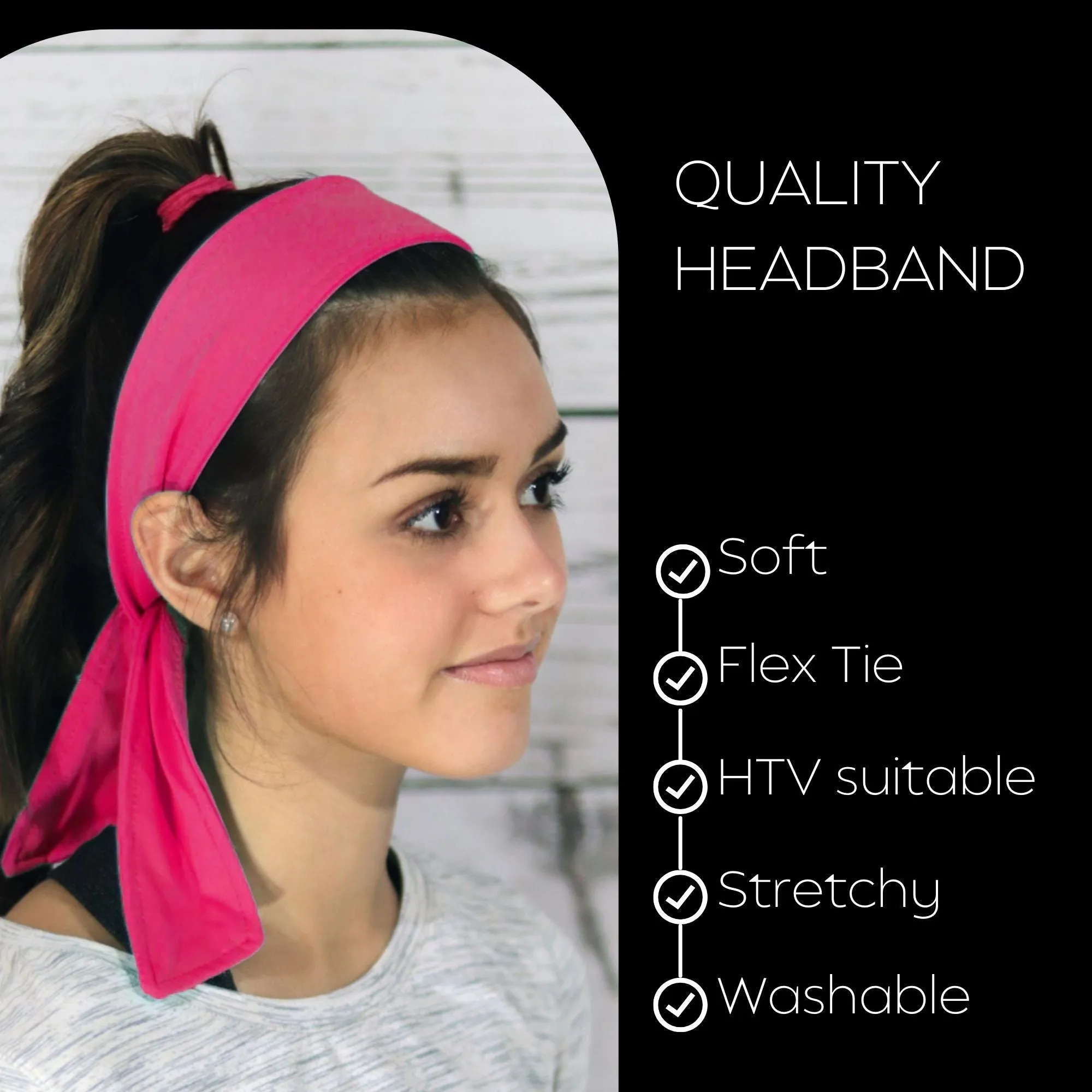 Hot Pink Tie Headbands - 12 Pack