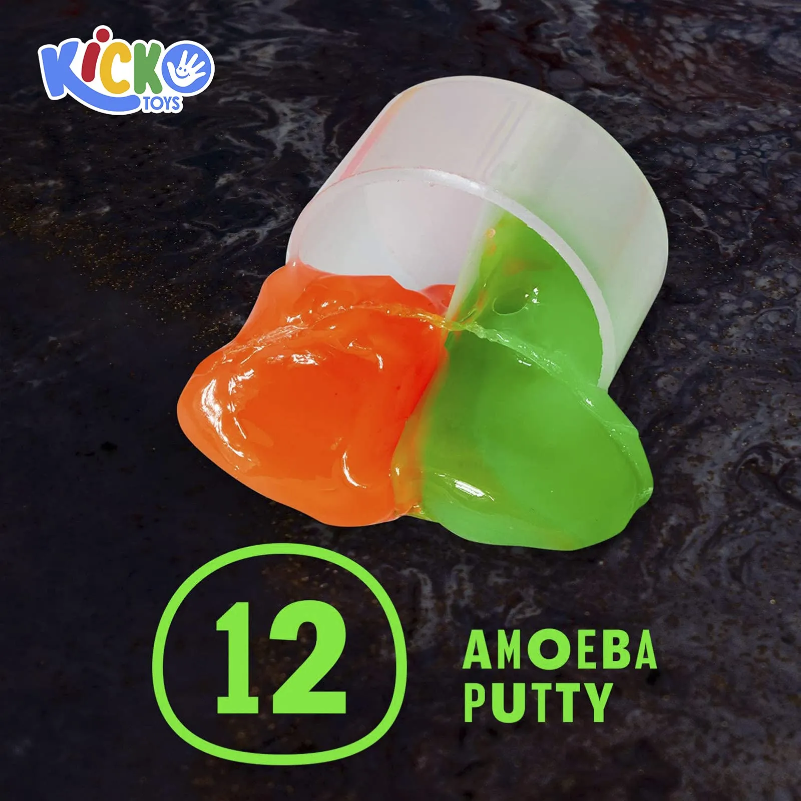 Kicko Amoeba Putty - Pack of 12 2-Tone Putty in Googly Eye Container - Kneading, Molding