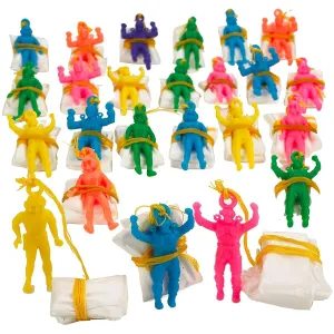 Kicko Mini Vinyl Paratroopers - 48 Pack Parachute Men - Assorted Colors Cool Airborne Army