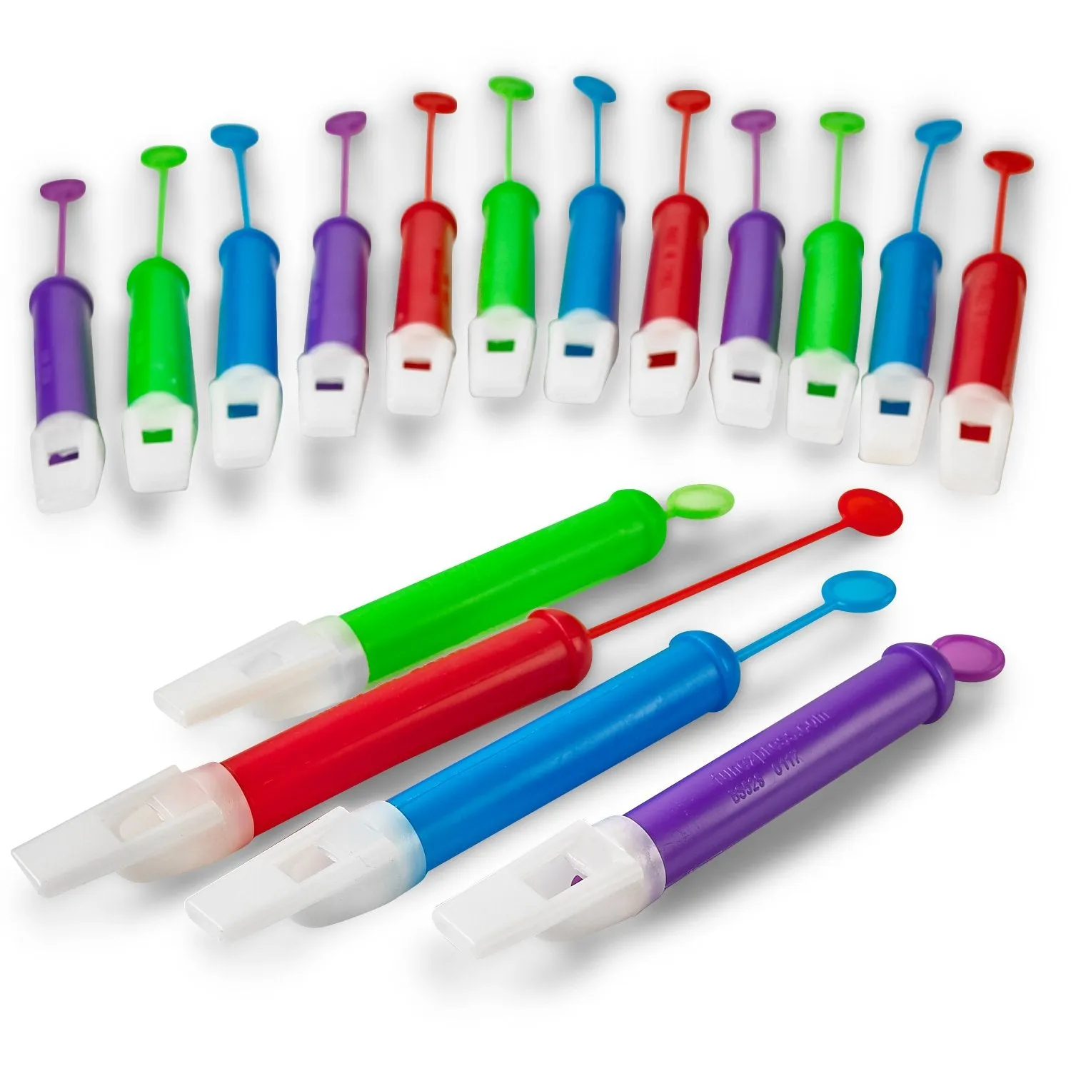 Kicko Slide Whistle Instrument - Pack of 16-4 Inch Assorted Colors Fun and Cool Noise