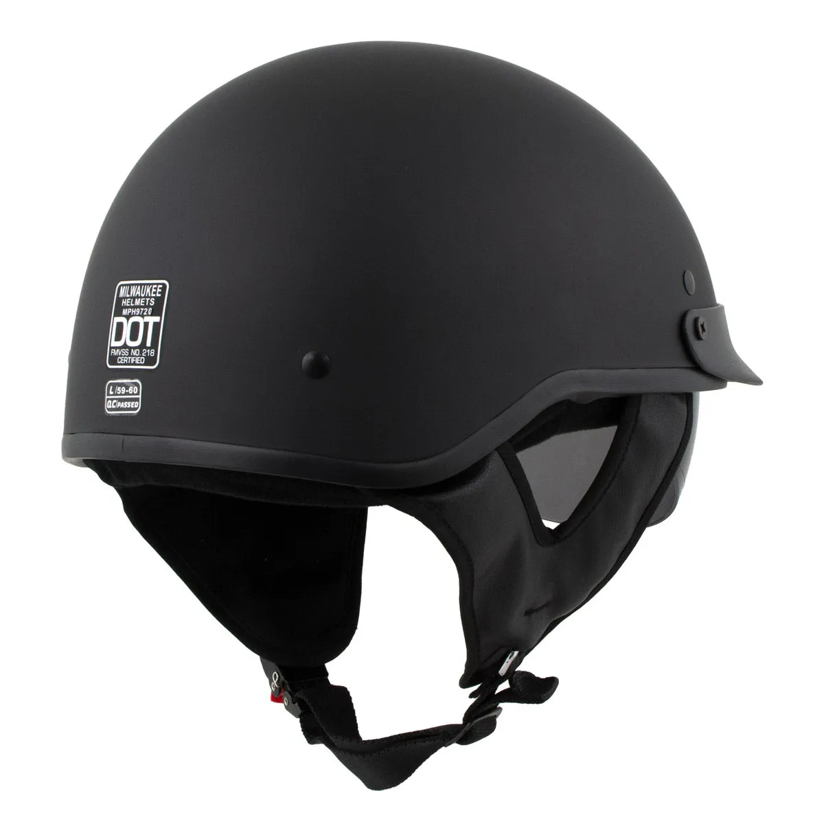 Milwaukee Helmets Momentum Matte Black Half Face Motorcycle Helmet w/ Drop Down Visor for Men and Women DOT Approved MPH9718DOT