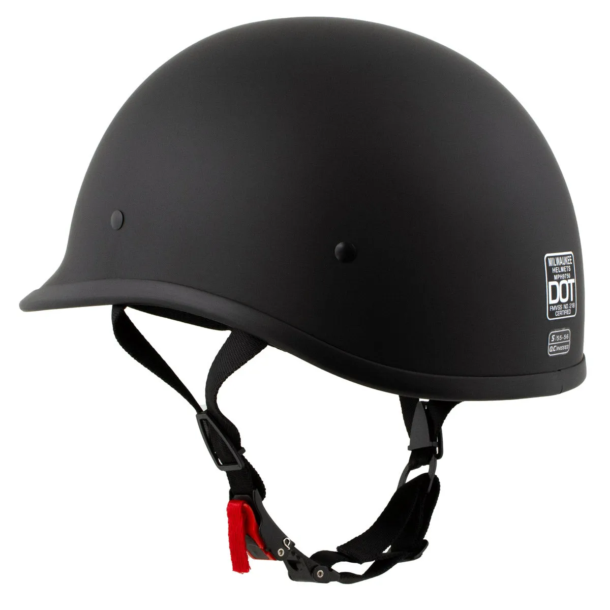 Milwaukee Helmets Polo Style Matte Black Motorcycle Half Face Helmet for Men and Women DOT Approved MPH9750DOT