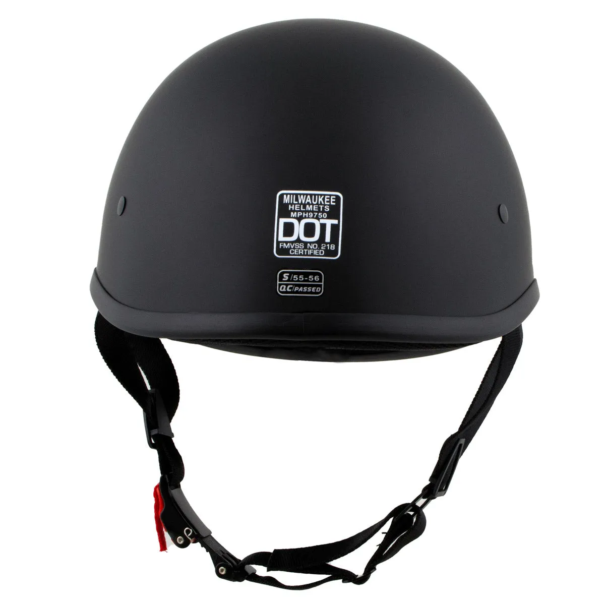 Milwaukee Helmets Polo Style Matte Black Motorcycle Half Face Helmet for Men and Women DOT Approved MPH9750DOT