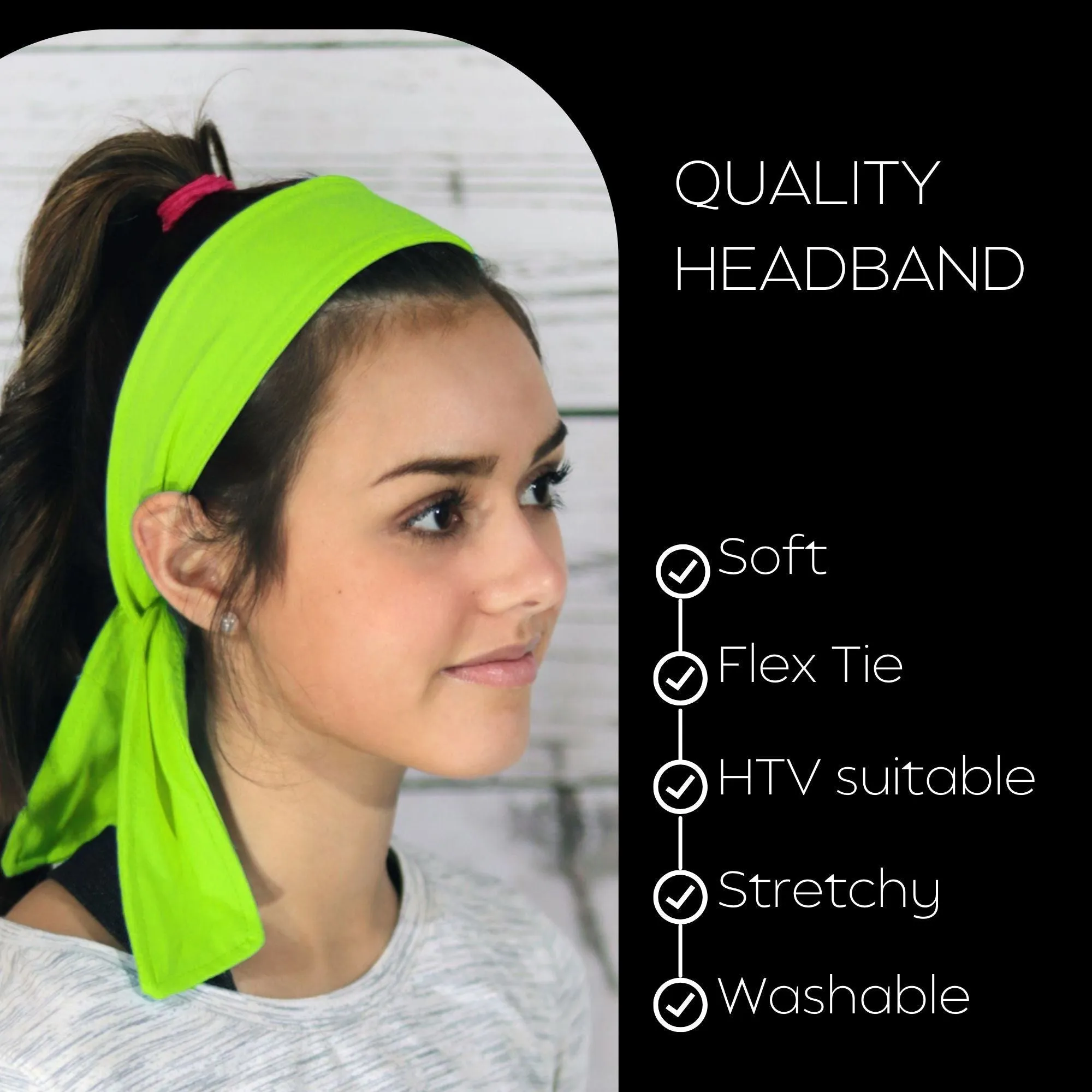 Neon Green Tie Headbands - 12 Pack