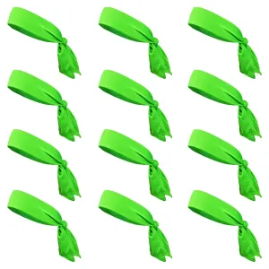 Neon Green Tie Headbands - 12 Pack