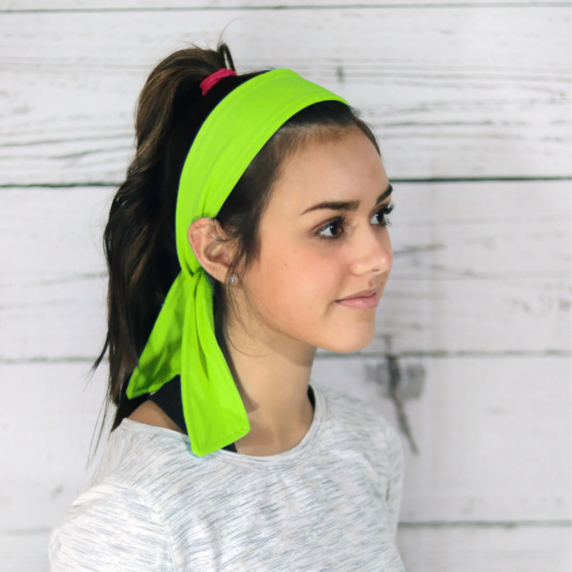 Neon Green Tie Headbands - 12 Pack