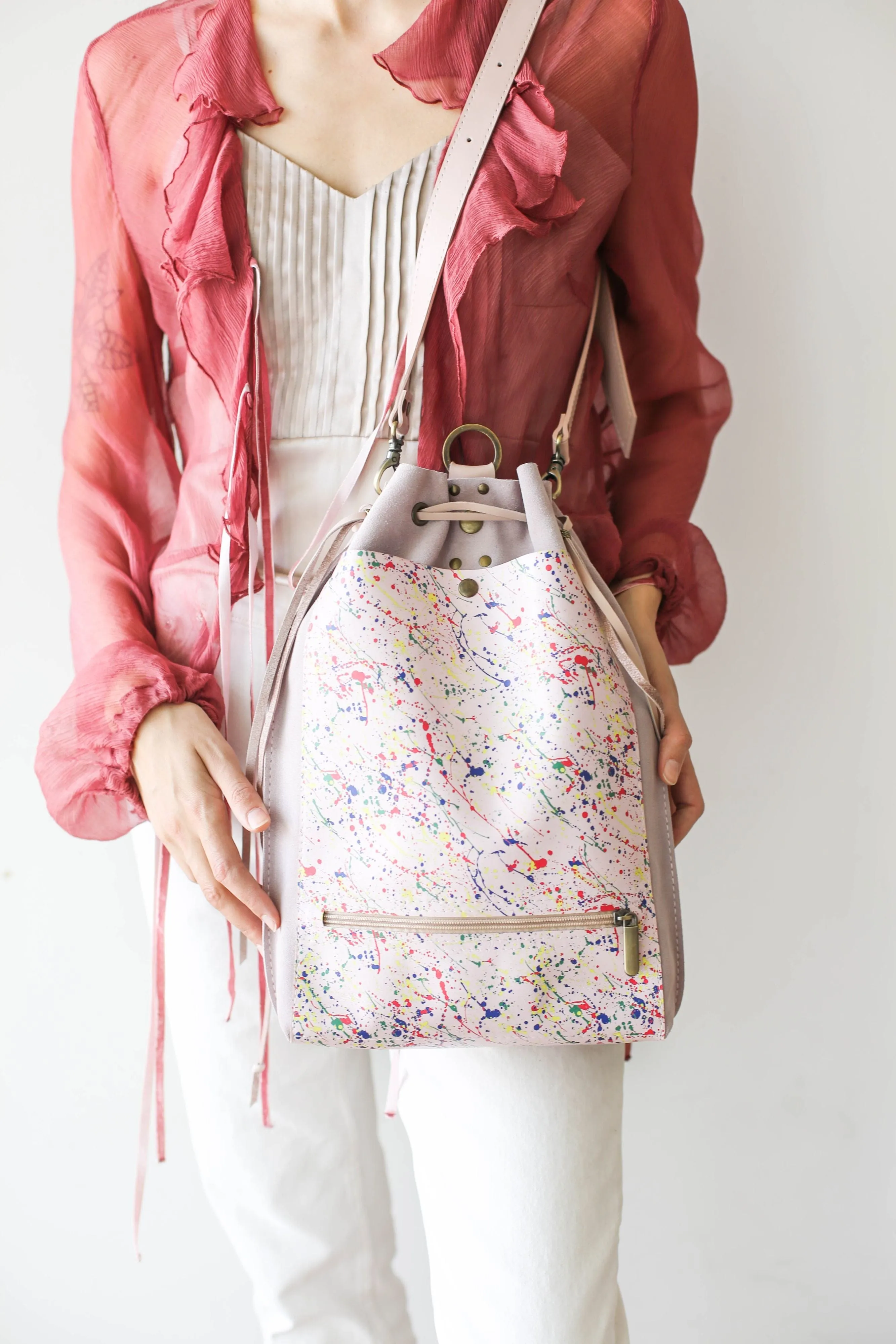 Pastel Pink Designer Backpack Purse