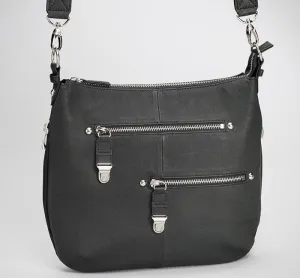 Satchel Purse Chrome Zip, Tumbled Leather