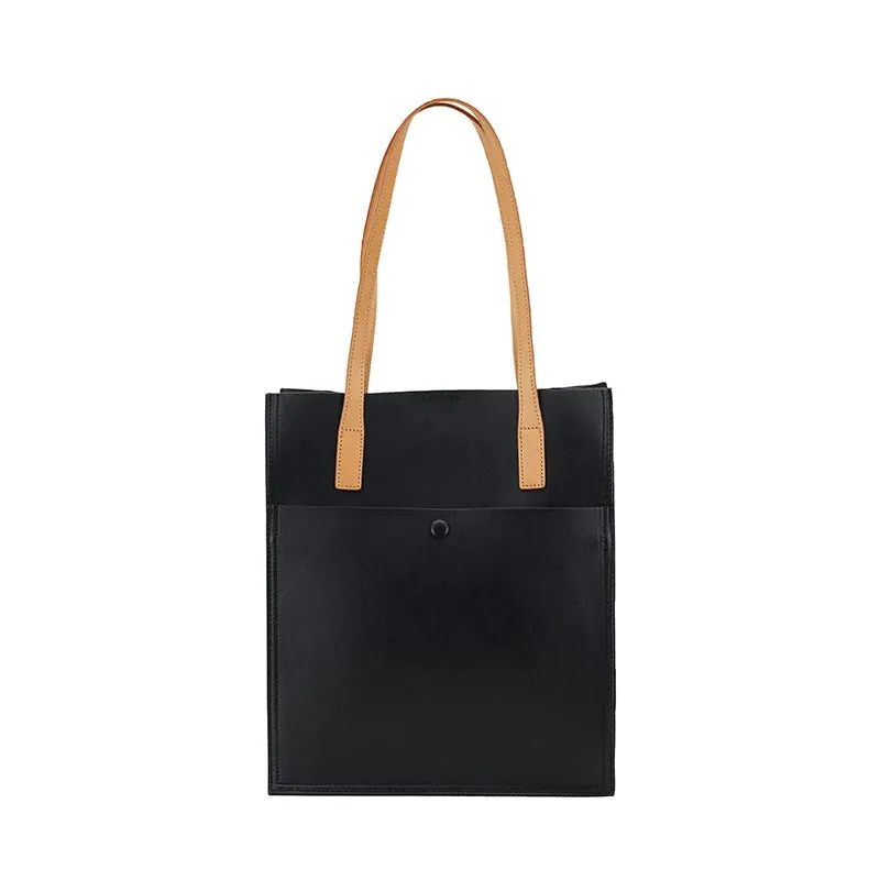 Simple Retro Women Vegetable Tanned Cowhide leather Tote bag