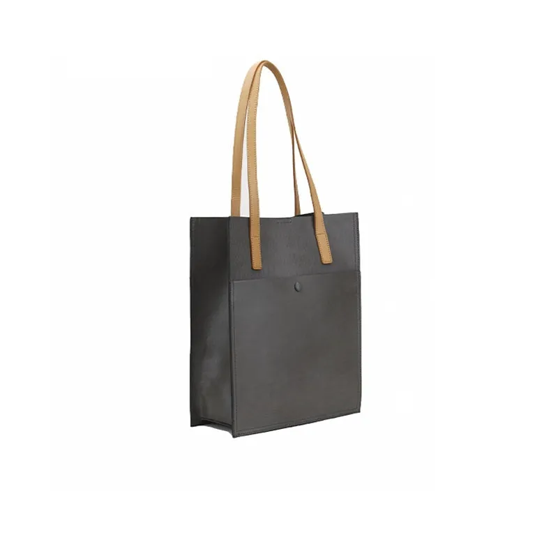 Simple Retro Women Vegetable Tanned Cowhide leather Tote bag