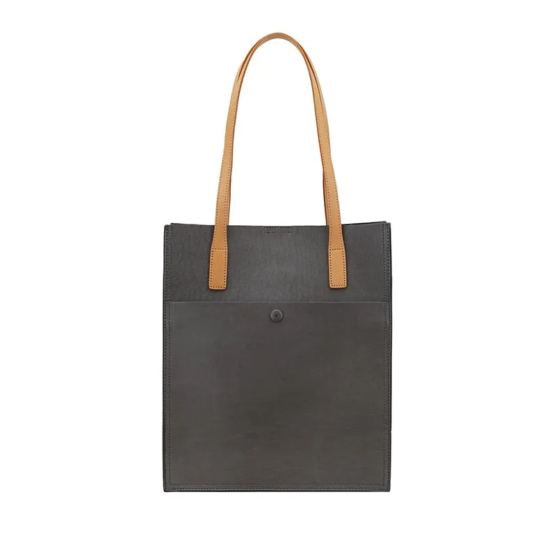 Simple Retro Women Vegetable Tanned Cowhide leather Tote bag